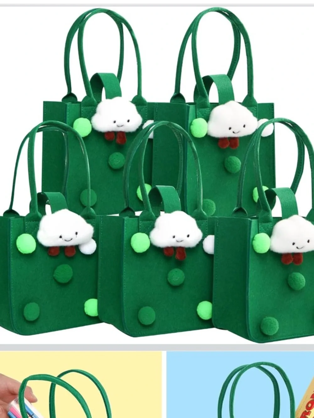 Green reusable goodie tote bag